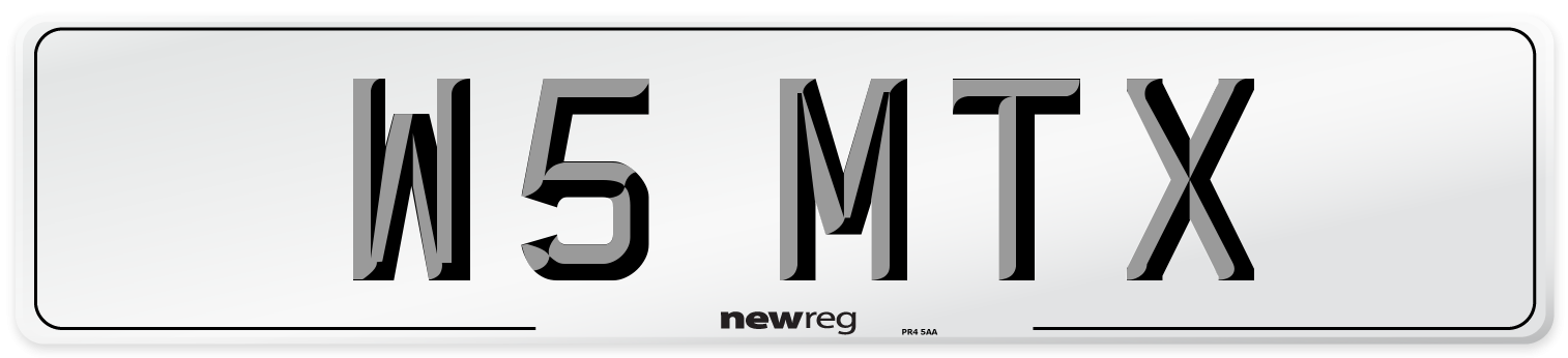 W5 MTX Number Plate from New Reg